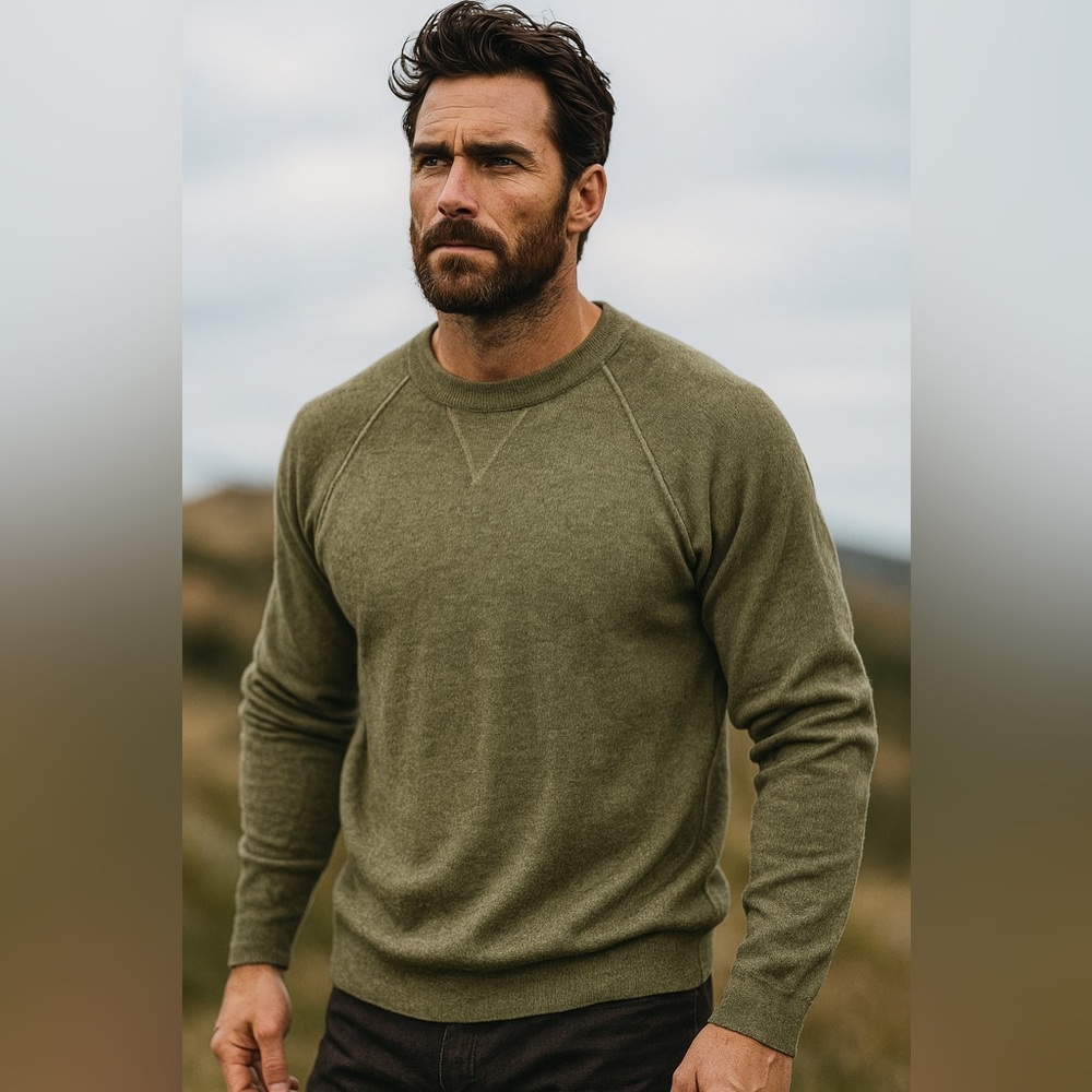 NWT Pendleton Men's Medium Merino Wool Olive Sweater Lightweight